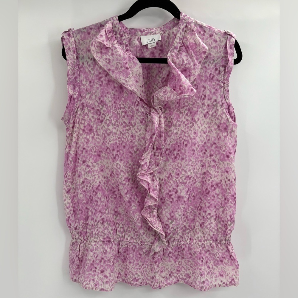 Ann Taylor Vintage Y2K Coquette Girly Cottage Ruffle Tank Silk Top Size Medium